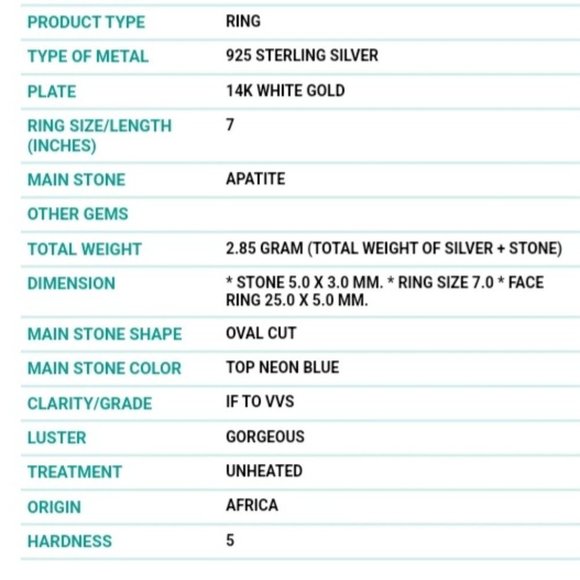 Apatite Ring, Anniversary Ring, Promise Ring, Gemstone Ring, Birthstone Ring - Picture 5 of 6